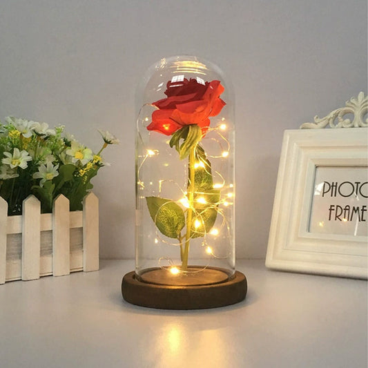 glass cover rose with led