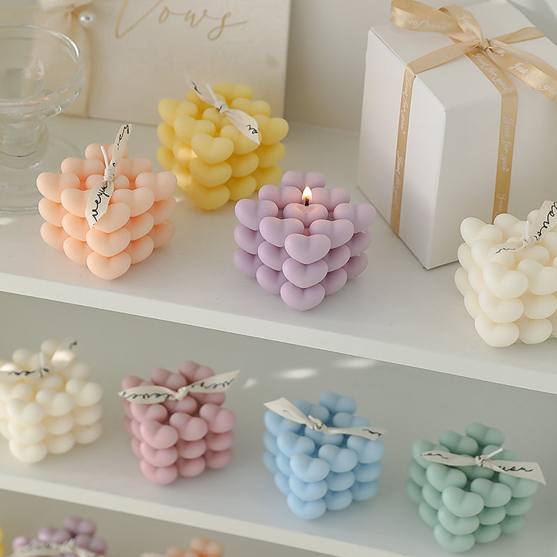 hearts rubiks cube scented candles